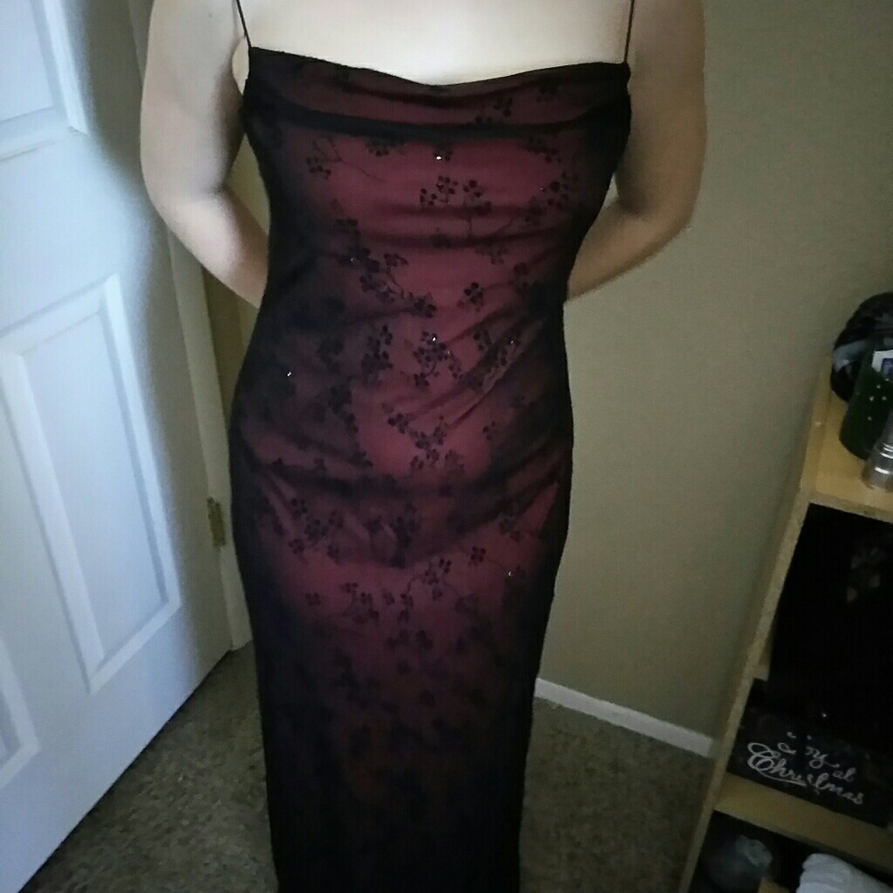 Red and black prom dress